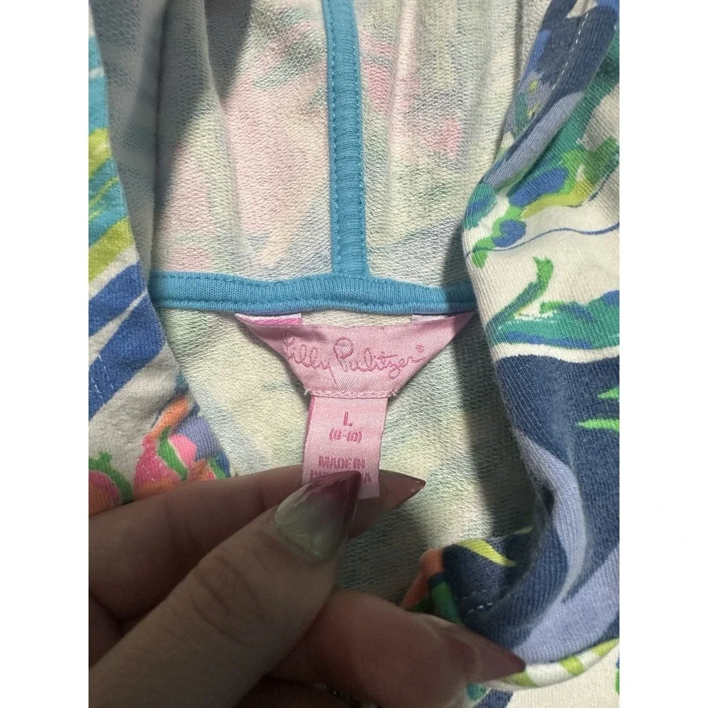 Lilly Pulitzer Girls Colorful Hooded Swimsuit Cover L